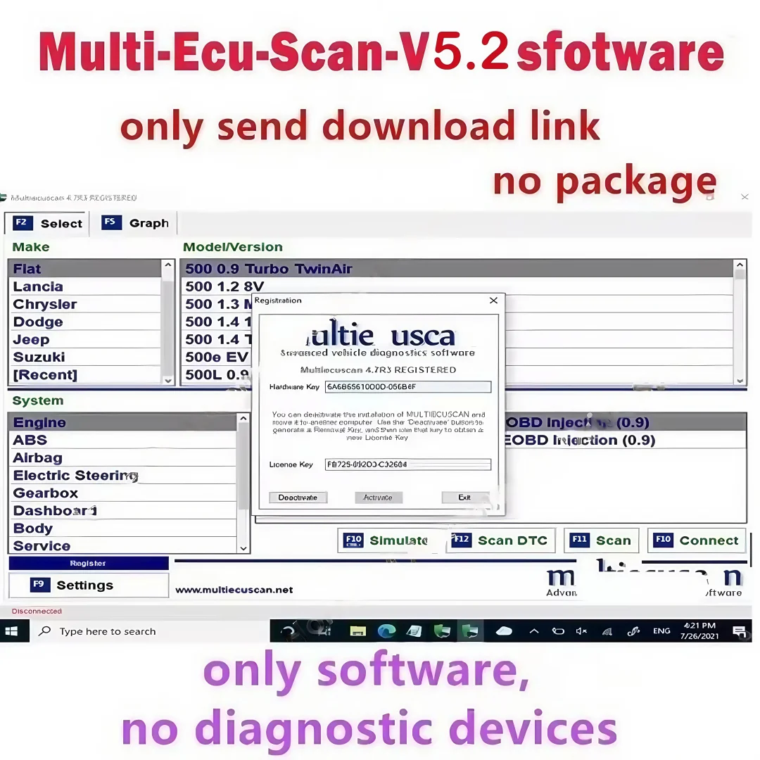 Последняя версия Multiecuscan 5.2 на 2025 год для программного обеспечения Fiat Multiecuscan V5.2 для программного обеспечения сканера Fiat/Chrysler/Dodge/Jeep/Suzuki
Последняя версия Multiecuscan 5.2 на 2025 год для программного обеспечения Fiat Multiecuscan V5.2 для программного обеспечения сканера Fiat/Chrysler/Dodge/Jeep/Suzuki