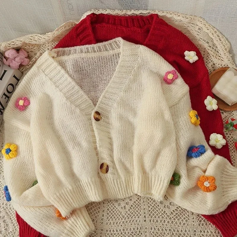 Embroidered Flowers Women Cardigans Sweater Autumn Korean Chic V Neck Loose Crop Cardigan Y2K Sweet Long Sleeve Casual Sweaters
Embroidered Flowers Women Cardigans Sweater Autumn Korean Chic V Neck Loose Crop Cardigan Y2K Sweet Long Sleeve Casual Sweaters