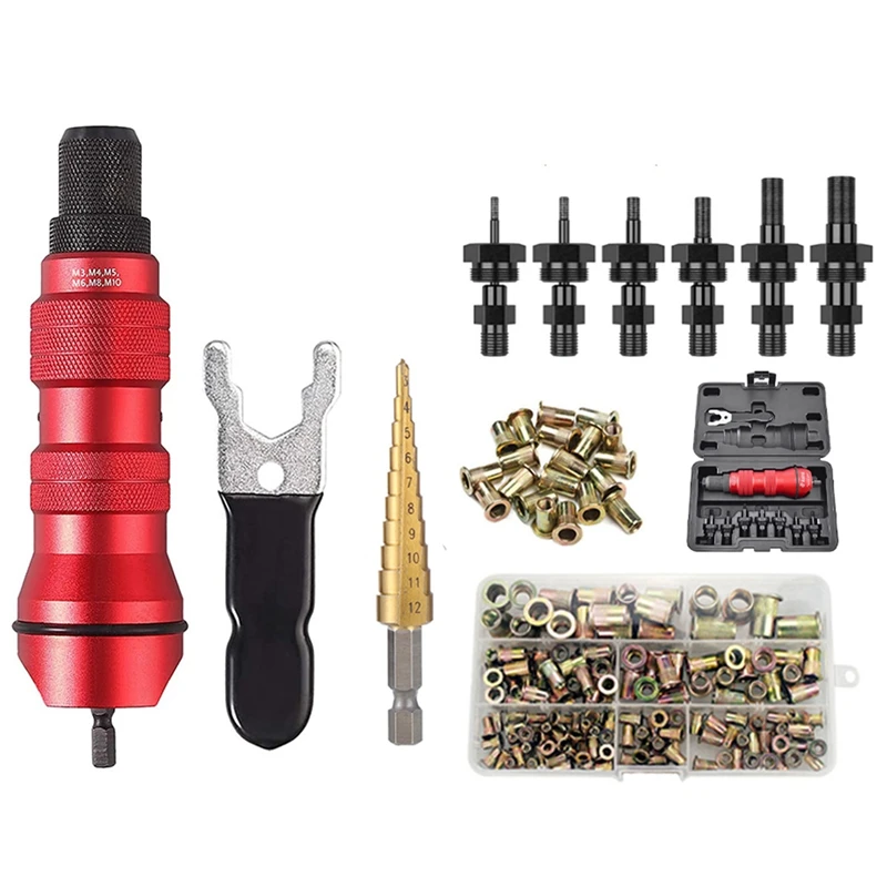 M3-M10 Cordless Electric Rivet Nut Tool Converter, Insert Nut Tool Household Rivet Nut Kit With Step Drill
M3-M10 Cordless Electric Rivet Nut Tool Converter, Insert Nut Tool Household Rivet Nut Kit With Step Drill