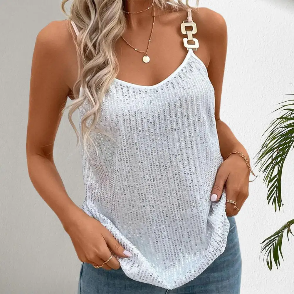 Stylish Suspenders Vest Sleeveless Versatile Breathable Women Metal Sequins Vest Top
Stylish Suspenders Vest Sleeveless Versatile Breathable Women Metal Sequins Vest Top