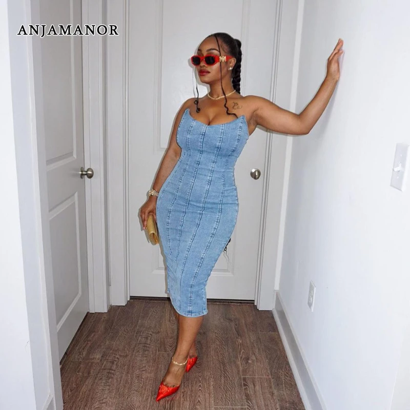 ANJAMANOR Blue Denim Strapless Midi Dress Y2k Vintage Sexy Tube Top Backless Bodycon Dresses for Women 2023 Autumn D82-FD54
ANJAMANOR Blue Denim Strapless Midi Dress Y2k Vintage Sexy Tube Top Backless Bodycon Dresses for Women 2023 Autumn D82-FD54