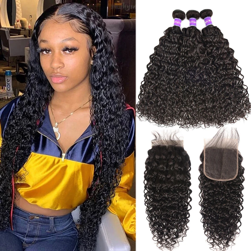 Brazilian Virgin Human Hair Water Wave Bundles With Closure 100% Unprocessed Raw 10A Deep Curly Ocean Wave Weave Hair Extension
Brazilian Virgin Human Hair Water Wave Bundles With Closure 100% Unprocessed Raw 10A Deep Curly Ocean Wave Weave Hair Extension