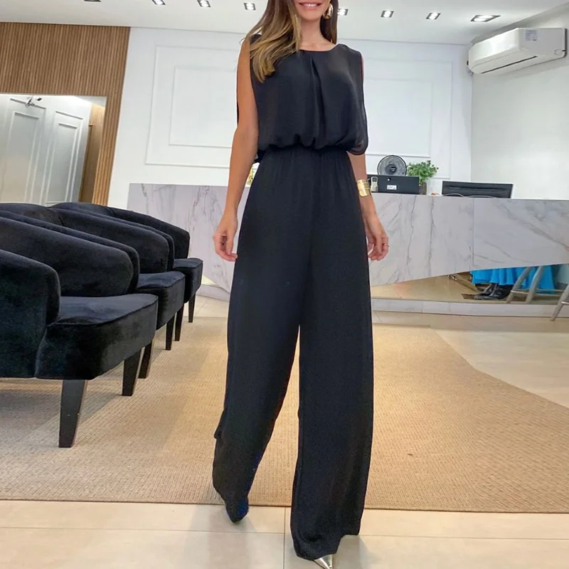 Elegant O-neck Sleeveless Long Jumpsuit Summer Sexy Backless Hollow Loose Rompers 2023 Women Fashion Hight Waist Solid Playsuits
Elegant O-neck Sleeveless Long Jumpsuit Summer Sexy Backless Hollow Loose Rompers 2023 Women Fashion Hight Waist Solid Playsuits
