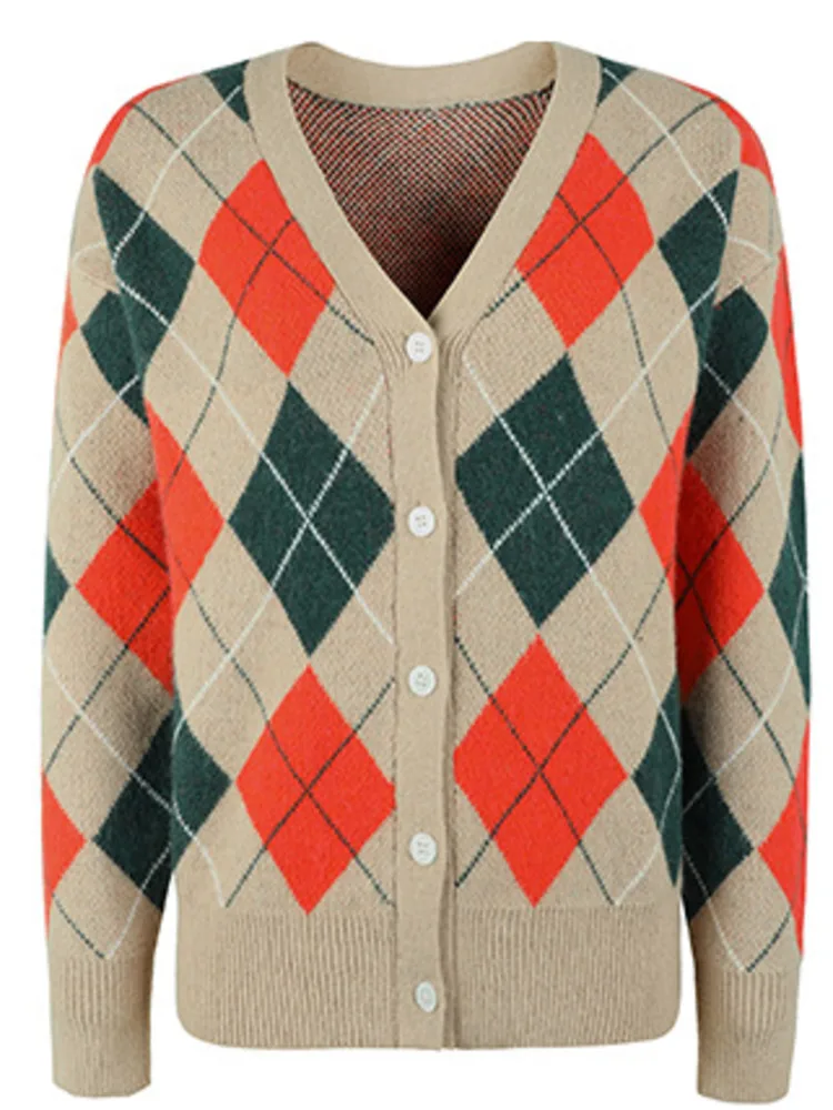 2022 Autumn Winter Argyle Cardigan Women Fashion Streetwear Casual Knit Coats Single Breasted Long Sleeve Loose Sweater Jacket
2022 Autumn Winter Argyle Cardigan Women Fashion Streetwear Casual Knit Coats Single Breasted Long Sleeve Loose Sweater Jacket