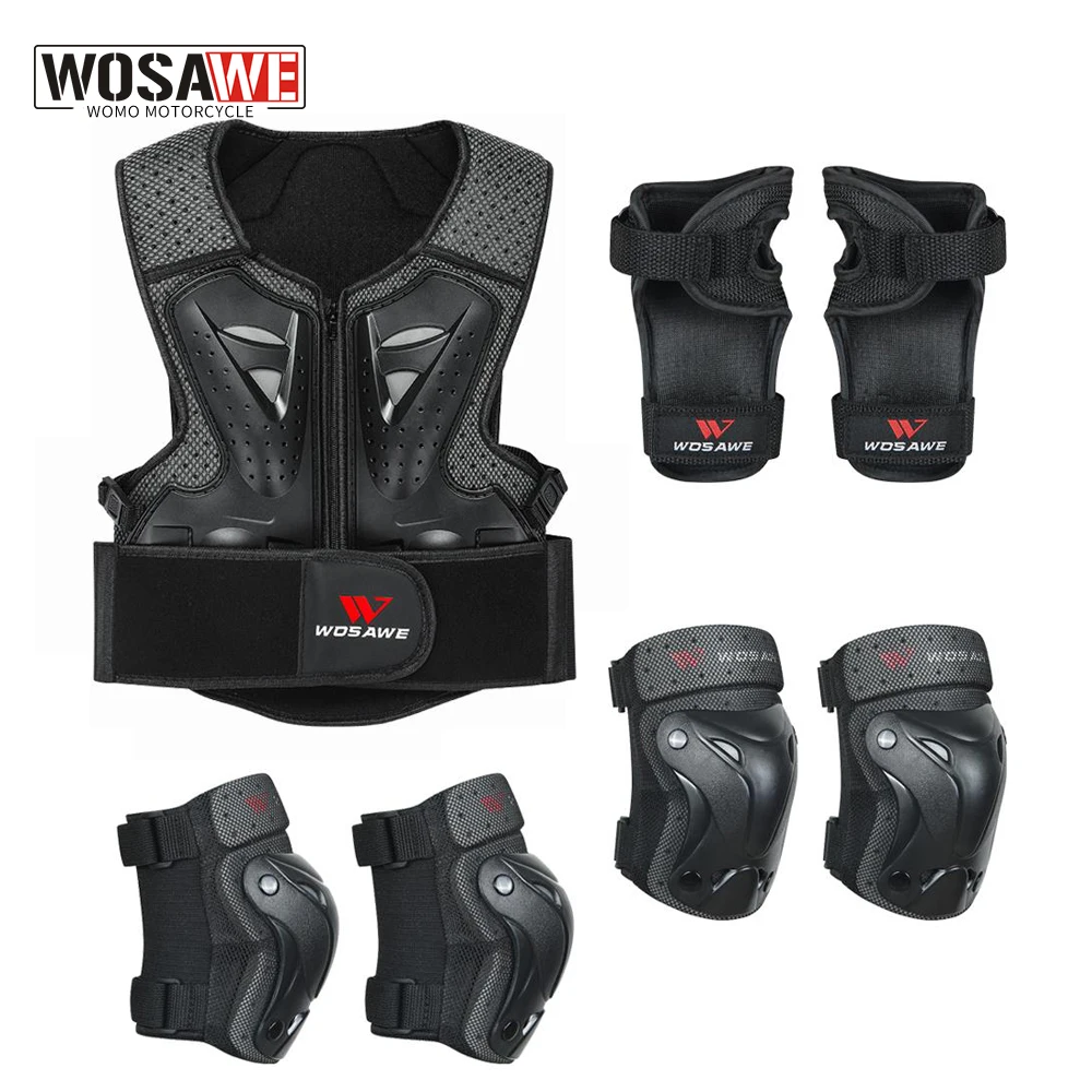 WOSAWE Child Kids Bike Skating Sport Support Boys Motocross Body Back Protect Armor Knee Elbow Guard Motorcycle Vest Suits 7pcs
WOSAWE Child Kids Bike Skating Sport Support Boys Motocross Body Back Protect Armor Knee Elbow Guard Motorcycle Vest Suits 7pcs