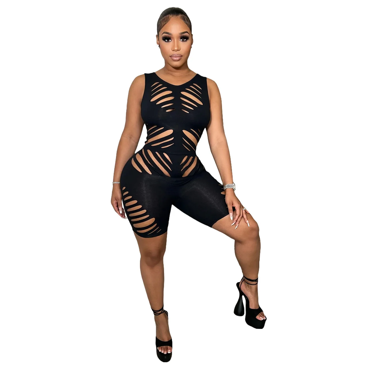 Summer Hollow Out Sleeveless Solid Color Jumpsuit Tank Short Playsuit Romper Sleeveless Sport Overall Women Home Outfit
Summer Hollow Out Sleeveless Solid Color Jumpsuit Tank Short Playsuit Romper Sleeveless Sport Overall Women Home Outfit