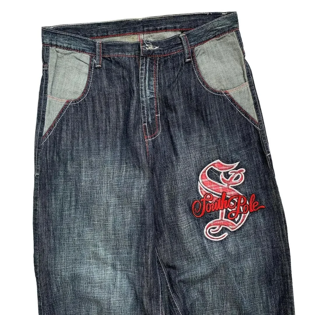 

Y2K Baggy Jeans Men Women Street Hip Hop Rock Retro Oversized New Lettered Embroidered Denim Goth Wide Leg Straight Leg Pants