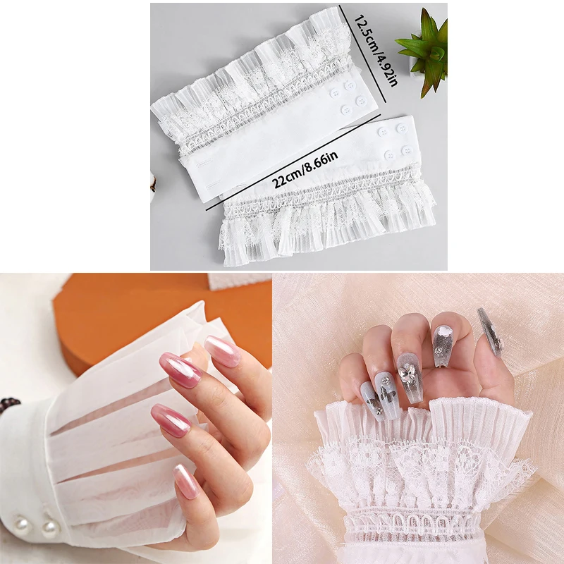 Nail Decorations For Nail Art Lace Fake Pleated Cuff Manicure Photography Props Fake Sleeves Nails Accessories Supplies Charms
Nail Decorations For Nail Art Lace Fake Pleated Cuff Manicure Photography Props Fake Sleeves Nails Accessories Supplies Charms