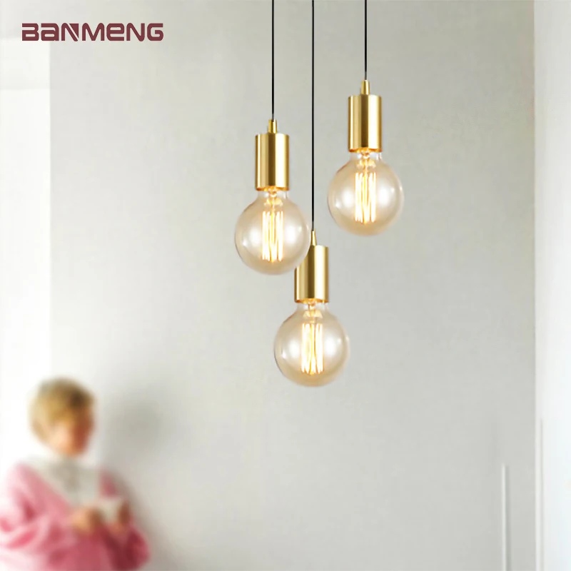 

Современные золотистые светодиодные светильники в скандинавском стиле E27, лампы для спальни, кухни, гостиной, лофта, подвесные лампы для кабинета, украшение для дома