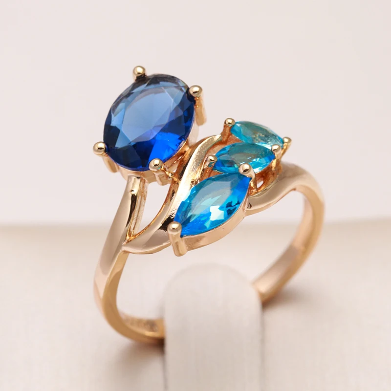 Kinel New 585 Rose Gold Flower Ring for Women's Blue Natural Zircon Ethnic Bride Wedding Jewelry Vintage Party Accessories
Kinel New 585 Rose Gold Flower Ring for Women's Blue Natural Zircon Ethnic Bride Wedding Jewelry Vintage Party Accessories