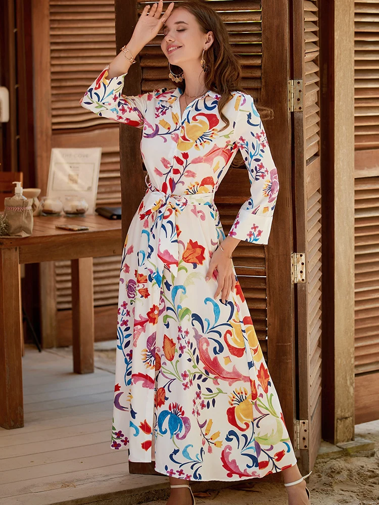 Aachoae Elegant Floral Printed Shirts Dresses With Bow Sashes Women Turn Down Collar Long Sleeve Dresses Female A Line Dress
Aachoae Elegant Floral Printed Shirts Dresses With Bow Sashes Women Turn Down Collar Long Sleeve Dresses Female A Line Dress