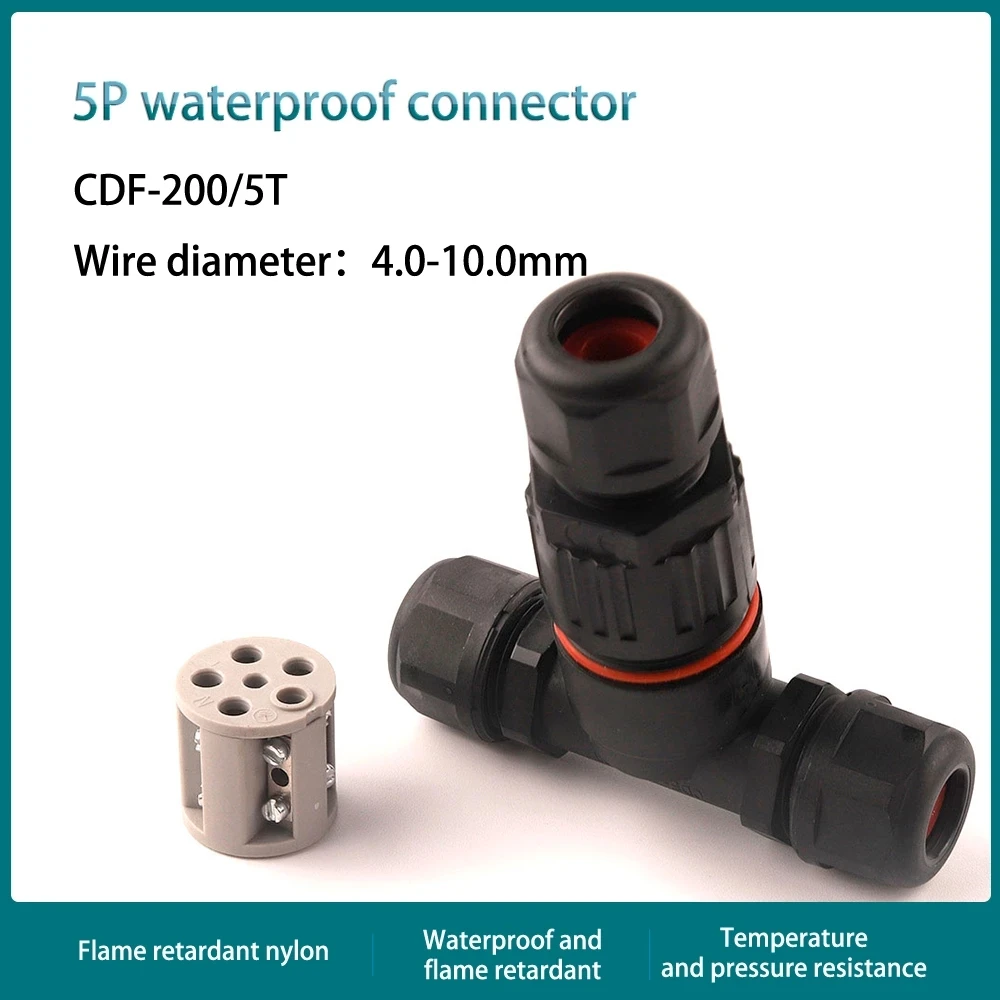 IP68 Waterproof Electrical Connector T Shape 5 Pin Outdoor Cable Wire Tee Connectors quick Screw connection Outdoor Plug Socket
IP68 Waterproof Electrical Connector T Shape 5 Pin Outdoor Cable Wire Tee Connectors quick Screw connection Outdoor Plug Socket