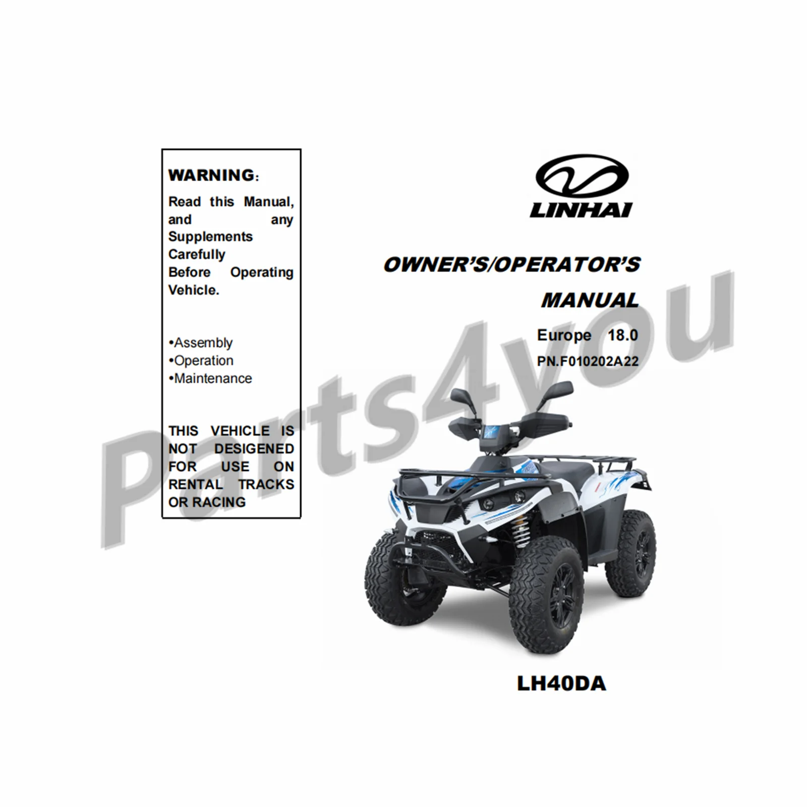 

Linhai LH40DA Electric Owner Manual Operator Manual in English Send by Email NOT VEHICLE