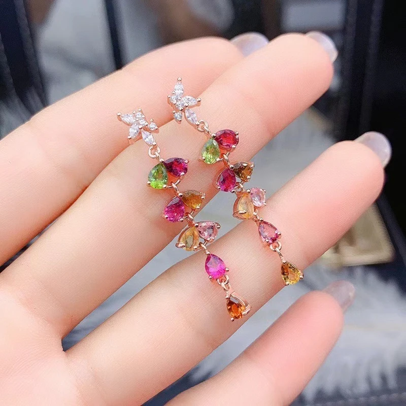 MeiBaPJ Natural Brazil Colorful Tourmaline Drop Earrings Real 925 Solid Silver Fine Charm Wedding Jewelry for Women
MeiBaPJ Natural Brazil Colorful Tourmaline Drop Earrings Real 925 Solid Silver Fine Charm Wedding Jewelry for Women