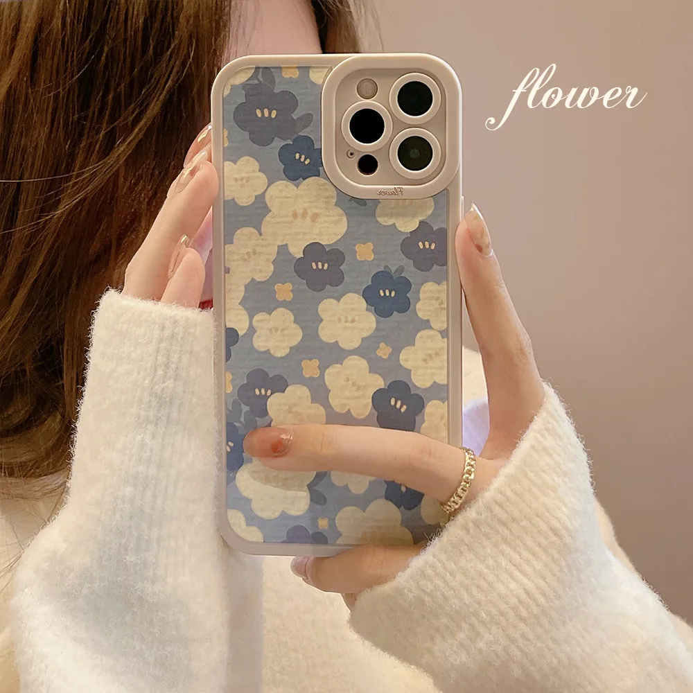 

Colored cartoon purple and white texture florets Phone Case For iphone 14 13 12 11 Pro Max X XR XSMAX 7 8 Plus SE TPU Case Cover