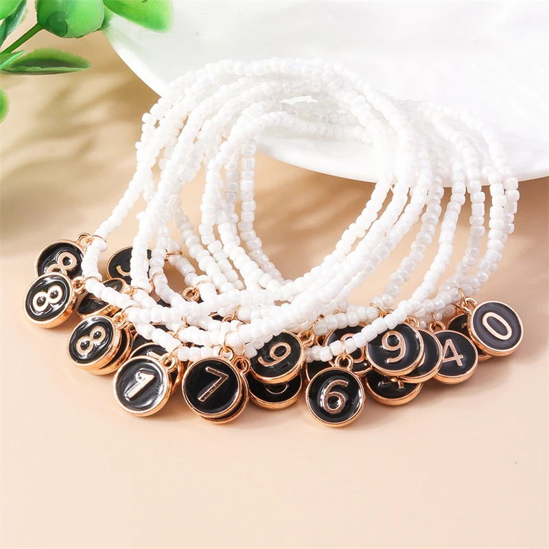 Cute Handmade Beads Bracelets Enamel Number 0-9 Charms Bracelets for Women Girls Party Holiday Jewelry Gifts
Cute Handmade Beads Bracelets Enamel Number 0-9 Charms Bracelets for Women Girls Party Holiday Jewelry Gifts