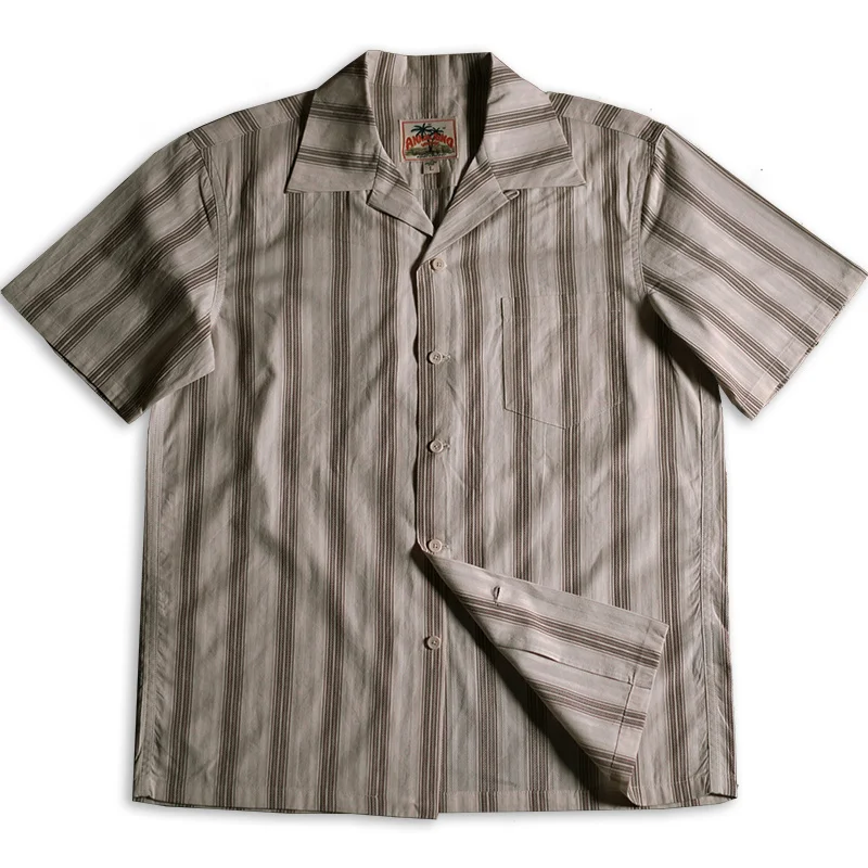 Shirt Hawaiian Stripe Men's Yarn-Dyed Dobby Cuban Collar Masculine Elegant Blouse Short Sleeve Loose Fit Vintage Clothes Stylish
Shirt Hawaiian Stripe Men's Yarn-Dyed Dobby Cuban Collar Masculine Elegant Blouse Short Sleeve Loose Fit Vintage Clothes Stylish