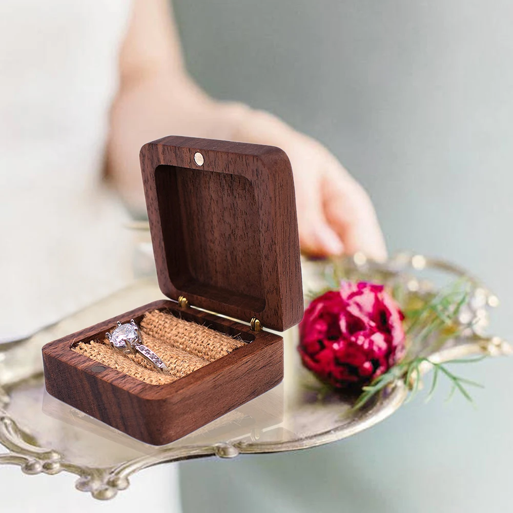 Gift Small Ring Box Wedding Engagement Storage Holder Bride Groom Earring Necklace Bearer Case Home Travel Black Walnut Jewelry
Gift Small Ring Box Wedding Engagement Storage Holder Bride Groom Earring Necklace Bearer Case Home Travel Black Walnut Jewelry