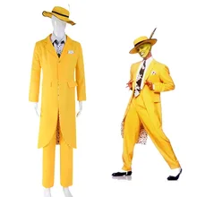 In Stock The Mask JimCarry Long Yellow Suit Cosplay Halloween Christmas Party Costume Cos Clothes Stage Performance Role Play
