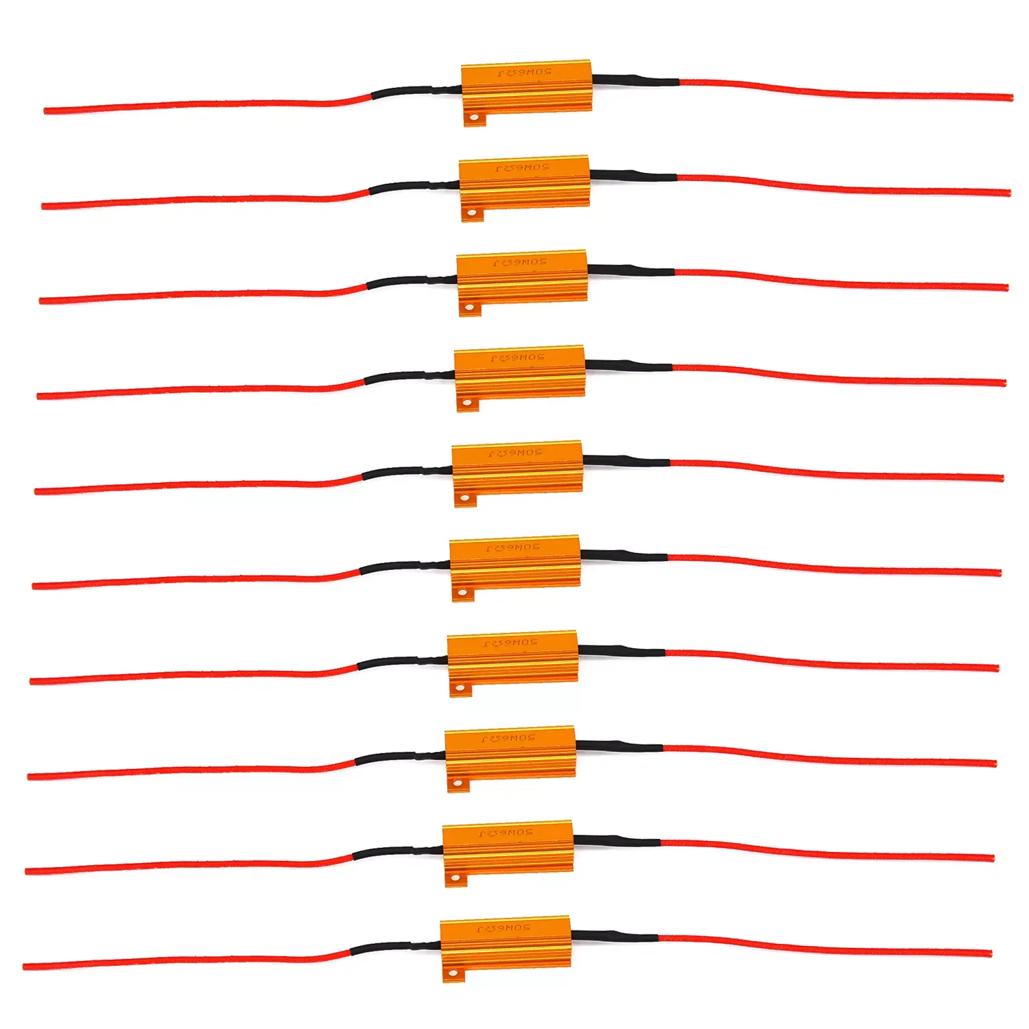 10pcs PRO 10* 50 W 6 ohm LED Lamp Decoder Brake Light Fault Canceller Resistor Decoder 50*15mm/1.97*0.59 inches car accessories
10pcs PRO 10* 50 W 6 ohm LED Lamp Decoder Brake Light Fault Canceller Resistor Decoder 50*15mm/1.97*0.59 inches car accessories