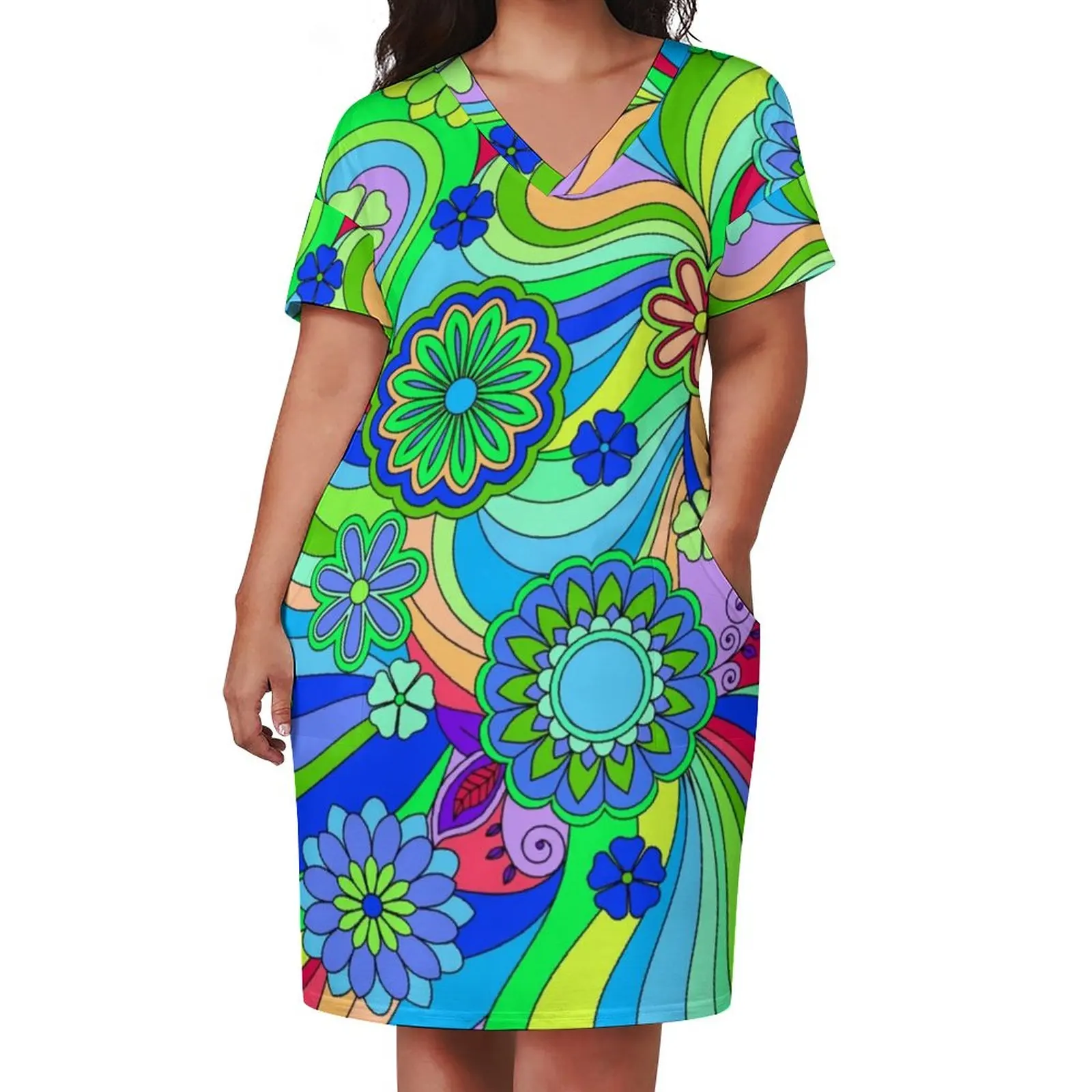 Retro Floral Hippy Dress V Neck Trippy Flower Print Street Fashion Dresses Summer Kawaii Casual Dress Women Plus Size Vestidos
Retro Floral Hippy Dress V Neck Trippy Flower Print Street Fashion Dresses Summer Kawaii Casual Dress Women Plus Size Vestidos