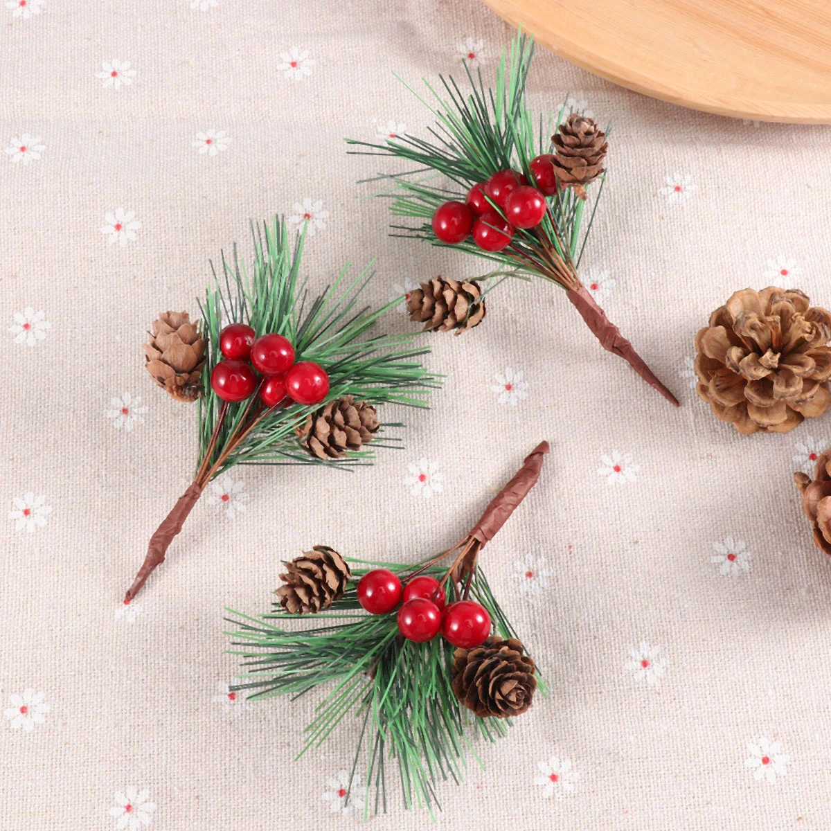 

Pine Christmas Picks Artificial Stems Berry Branches Cones Crafts Berries Pinecones Decoration Tree Red Flowers Wreath Trees