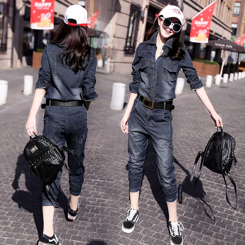 Fashion denim suit women's spring and autumn new slim long sleeved top Korean casual Harlan pants two-piece set
Fashion denim suit women's spring and autumn new slim long sleeved top Korean casual Harlan pants two-piece set