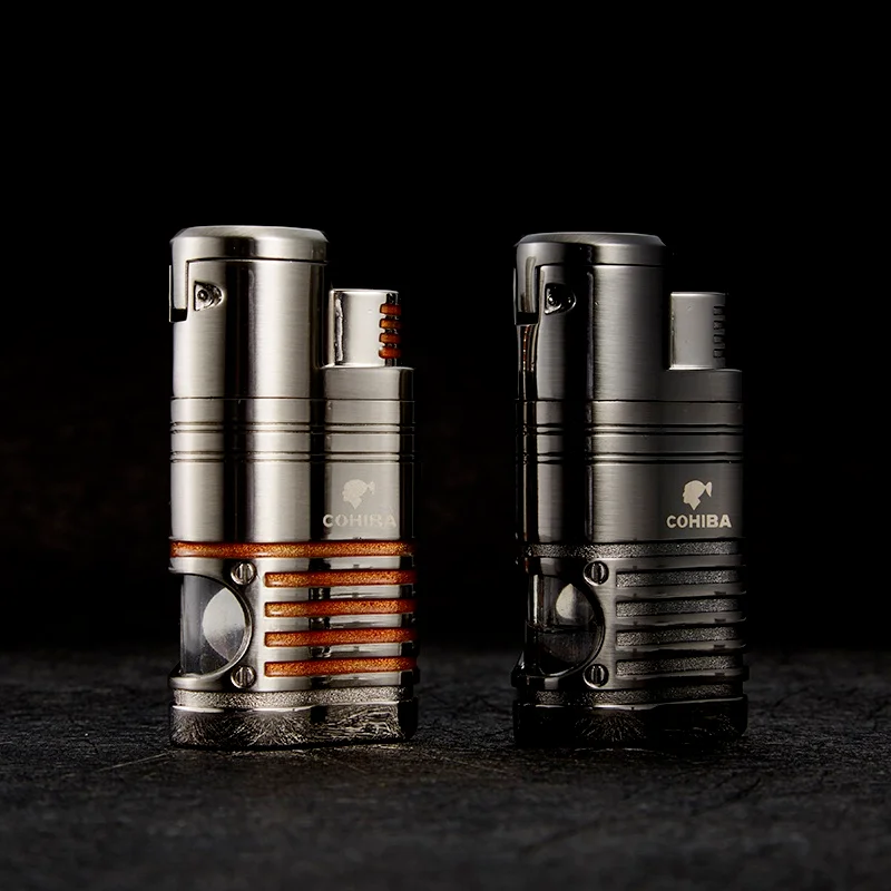 COHIBA Cigar Lighters Metal Windproof 4 Blue Flame Fire Jet Cigarette Lighter Smoking Accessories Men Gadgets
COHIBA Cigar Lighters Metal Windproof 4 Blue Flame Fire Jet Cigarette Lighter Smoking Accessories Men Gadgets