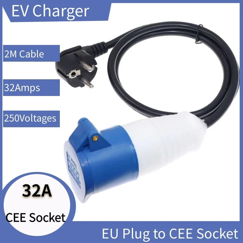 AC 32A CEE Socket EV Charger Connector EVSE Schuko Plug to CEE Socket for Electric Vehicle Car Charger Station Type 2 Type 1
AC 32A CEE Socket EV Charger Connector EVSE Schuko Plug to CEE Socket for Electric Vehicle Car Charger Station Type 2 Type 1