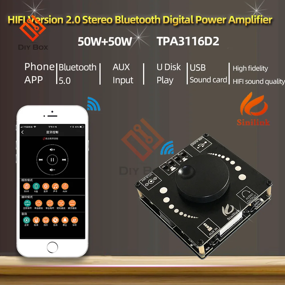 AP50H HIFI Bluetooth 5,0 беспроводное аудио TPA3116D2 цифровой усилитель мощности, стереоплата 50Wx2 усилитель, USB AUX 3,5 мм приложение
AP50H HIFI Bluetooth 5,0 беспроводное аудио TPA3116D2 цифровой усилитель мощности, стереоплата 50Wx2 усилитель, USB AUX 3,5 мм приложение