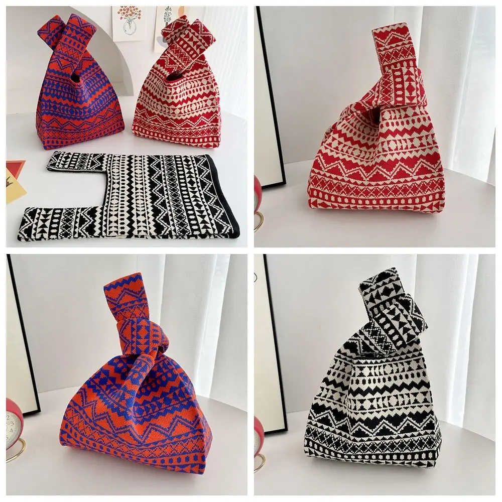Tote Bag Knot Wrist Bag Vintage Handbag Geometric Pattern Knitted Bag Weave Shopping Bags Travel
Tote Bag Knot Wrist Bag Vintage Handbag Geometric Pattern Knitted Bag Weave Shopping Bags Travel