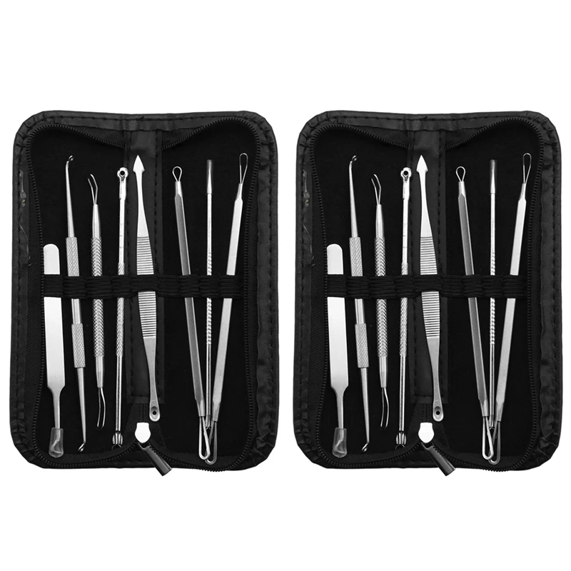 

16X Professional Black Head Remover Tool Kit Stainless Steel Blackhead Acne Comedone Pimple Blemish Extractor