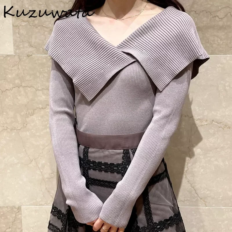 Kuzuwata 2022 Autumn Winter New Design Women Sweaters Candy Color Lapel Long Sleeve Slim Knit Pullover Japanese Sweet Jumpers
Kuzuwata 2022 Autumn Winter New Design Women Sweaters Candy Color Lapel Long Sleeve Slim Knit Pullover Japanese Sweet Jumpers
