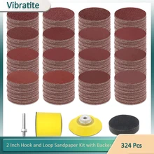 324 PCS 2 Inch Sanding Discs Set Hook and Loop Sandpaper 40-2000 Grit Assorted Grinding Pad with 1/4 Inch Shank Backer Plate