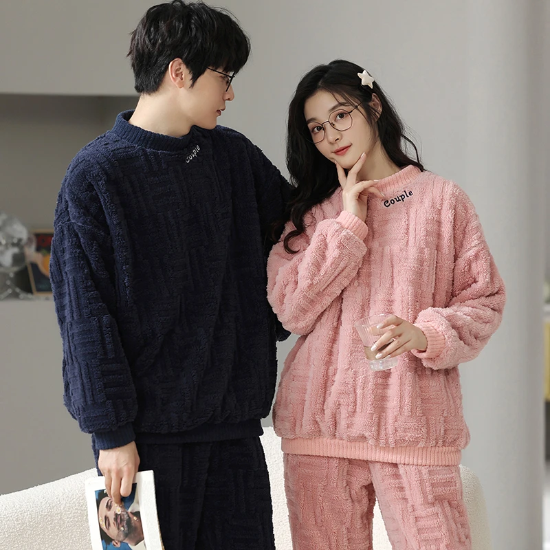 Winter Pajamas Couple Warm Flannel Round Neck Long Sleeve Men Women Home Suits Cute Pink Ladies Pyjamas Large Size Man Sleepwear
Winter Pajamas Couple Warm Flannel Round Neck Long Sleeve Men Women Home Suits Cute Pink Ladies Pyjamas Large Size Man Sleepwear