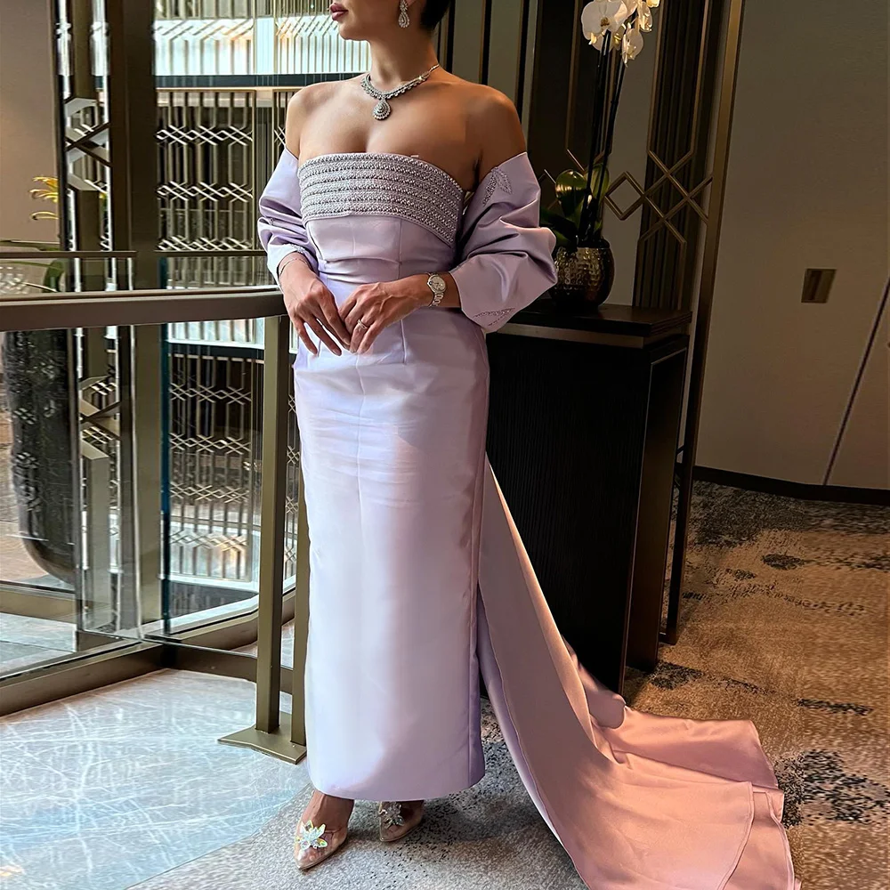 Luxury Dubai Lilac Arabic Evening Dresses with Bow Cape Beaded 2023 Elegant Women Wedding Formal Party Gowns
Luxury Dubai Lilac Arabic Evening Dresses with Bow Cape Beaded 2023 Elegant Women Wedding Formal Party Gowns