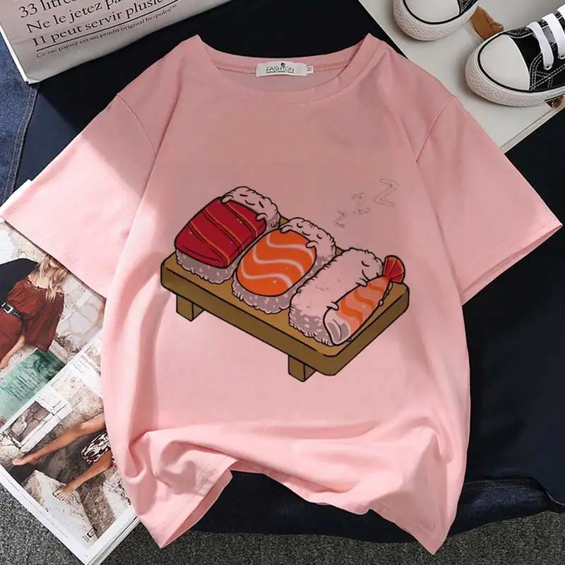 Kawaii Sushi Graphic Print T-shirt Women Harajuku Aesthetic Pink Tops Casual Tshirt 2021 New Summer Fashion Y2k Female T Shirt
Kawaii Sushi Graphic Print T-shirt Women Harajuku Aesthetic Pink Tops Casual Tshirt 2021 New Summer Fashion Y2k Female T Shirt