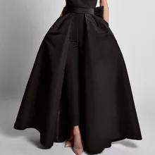 Black White Satin Wedding Detachable Skirt Removable Train for Dresses Bridal Overskirt