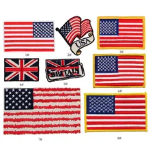 American UK Flag Patches Iron on Transfers for Clothing or Bags Sewing Embroidery Supplies Logo Badge on Clothes DIY Decor