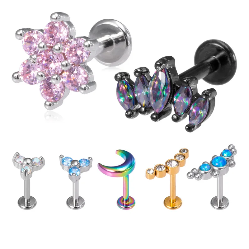 1pc Crystal Zircon Flower Stud Earrings Lip Ring Ear Piercing Labret Bar Cartilage Stainless Steel Tragus Helix Body Jewelry 16G
1pc Crystal Zircon Flower Stud Earrings Lip Ring Ear Piercing Labret Bar Cartilage Stainless Steel Tragus Helix Body Jewelry 16G