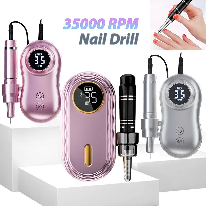 

INBUTY 35000RPM Nail Drill Manicure Set Electric Nail Drill Machine Rechargeable Salon Gel Nail Polish Sander Professional Tool