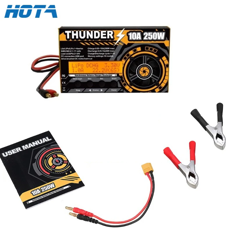 Балансирующее зарядное устройство HOTA Thunder 250 Вт 10 А, зарядное устройство Dis для аккумулятора DC LiPo NiCd PB 1-6s/17s для моделей RC, запасные части с дат...
Балансирующее зарядное устройство HOTA Thunder 250 Вт 10 А, зарядное устройство Dis для аккумулятора DC LiPo NiCd PB 1-6s/17s для моделей RC, запасные части с дат...