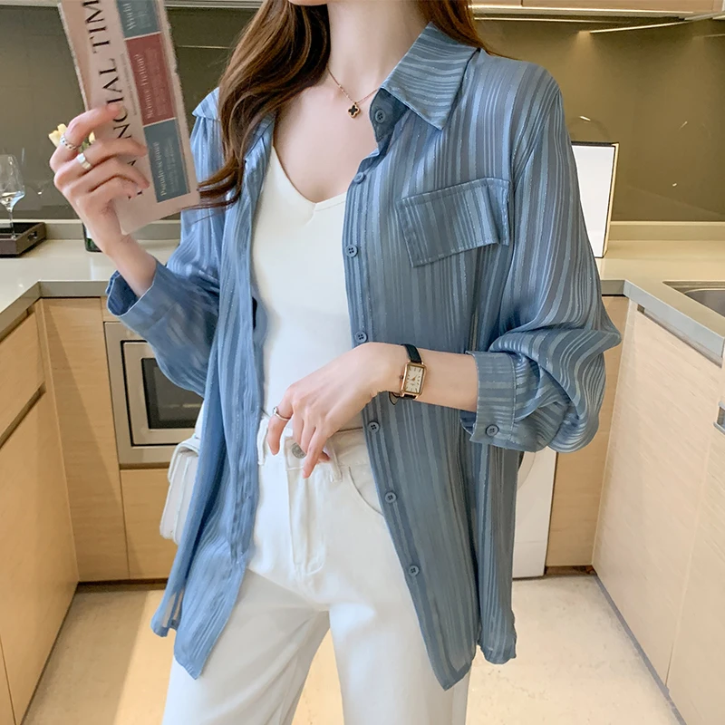 Summer Shirt Women 2023 Long Sleeve Cardigan Sun Protection Loose Blouse Shirt Y2K Oversize Shirt Female Transparent Shirt 
Summer Shirt Women 2023 Long Sleeve Cardigan Sun Protection Loose Blouse Shirt Y2K Oversize Shirt Female Transparent Shirt