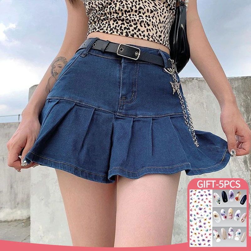 Fashion Korean Y2K Mini Skirt Harajuku Punk Style Denim Pleated Summer High Waist Denim Ruffle Short Dress Summer Ladies Skirt
Fashion Korean Y2K Mini Skirt Harajuku Punk Style Denim Pleated Summer High Waist Denim Ruffle Short Dress Summer Ladies Skirt