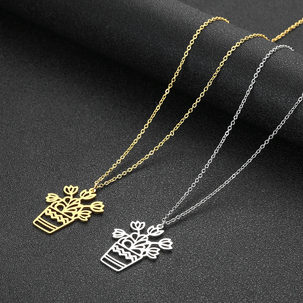 Stainless Steel Potted Flower Plant Charm Hollow Out Gold Plated Pendant For Women Necklace
Stainless Steel Potted Flower Plant Charm Hollow Out Gold Plated Pendant For Women Necklace