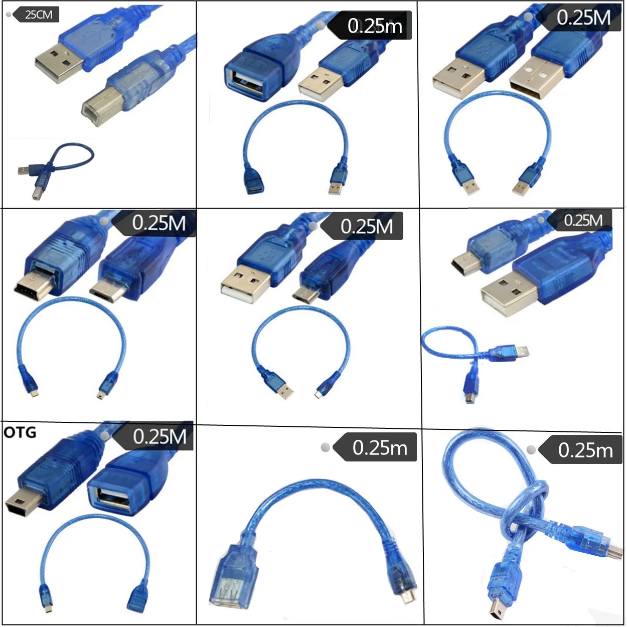 USB 2.0 Extension Print Cable 0.25M 10FT OHFC Copper Transparent Blue Wholesale Extended USB Cable for Printer HDD
USB 2.0 Extension Print Cable 0.25M 10FT OHFC Copper Transparent Blue Wholesale Extended USB Cable for Printer HDD