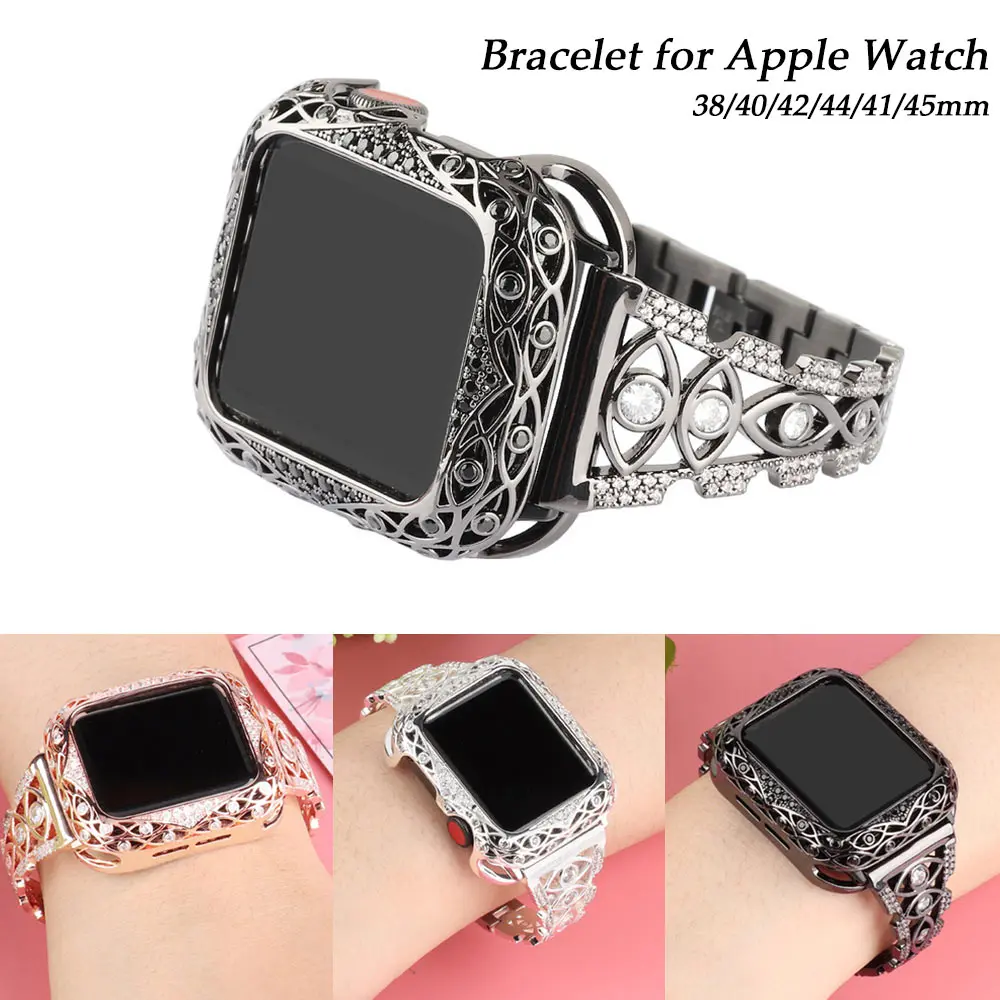 Bling Bands for Apple Watch 41/45mm 40mm/44mm iWatch Series 7/6/5/4/SE/3 38mm/42mm Strap Women Bracelet Stainless Wristband Case
Bling Bands for Apple Watch 41/45mm 40mm/44mm iWatch Series 7/6/5/4/SE/3 38mm/42mm Strap Women Bracelet Stainless Wristband Case