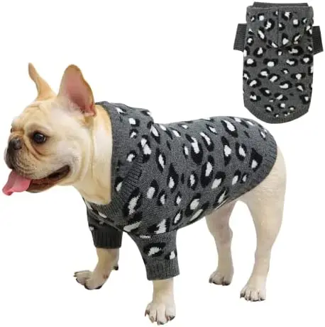 Dog Sweater Leopard Pattern Dog Hoodie Knitwear Sweater with Hat Winter Warm Pet Clothes (Gray, Large)
Dog Sweater Leopard Pattern Dog Hoodie Knitwear Sweater with Hat Winter Warm Pet Clothes (Gray, Large)