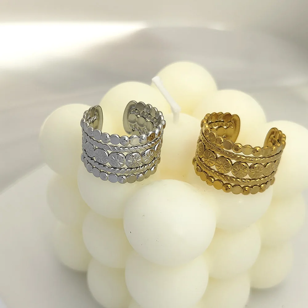 Stainless Steel Women Rings Geometric Sun Aesthetic Adjustable Open Finger Ring Fashion Party Jewelry Gifts Wholesale
Stainless Steel Women Rings Geometric Sun Aesthetic Adjustable Open Finger Ring Fashion Party Jewelry Gifts Wholesale