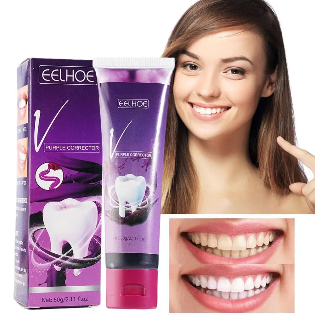 60g Teeth Whitening Toothpaste Tooth Color Correction Whitening Whitener Toothpaste Purple And Non-invasive Teeth P7U3
60g Teeth Whitening Toothpaste Tooth Color Correction Whitening Whitener Toothpaste Purple And Non-invasive Teeth P7U3